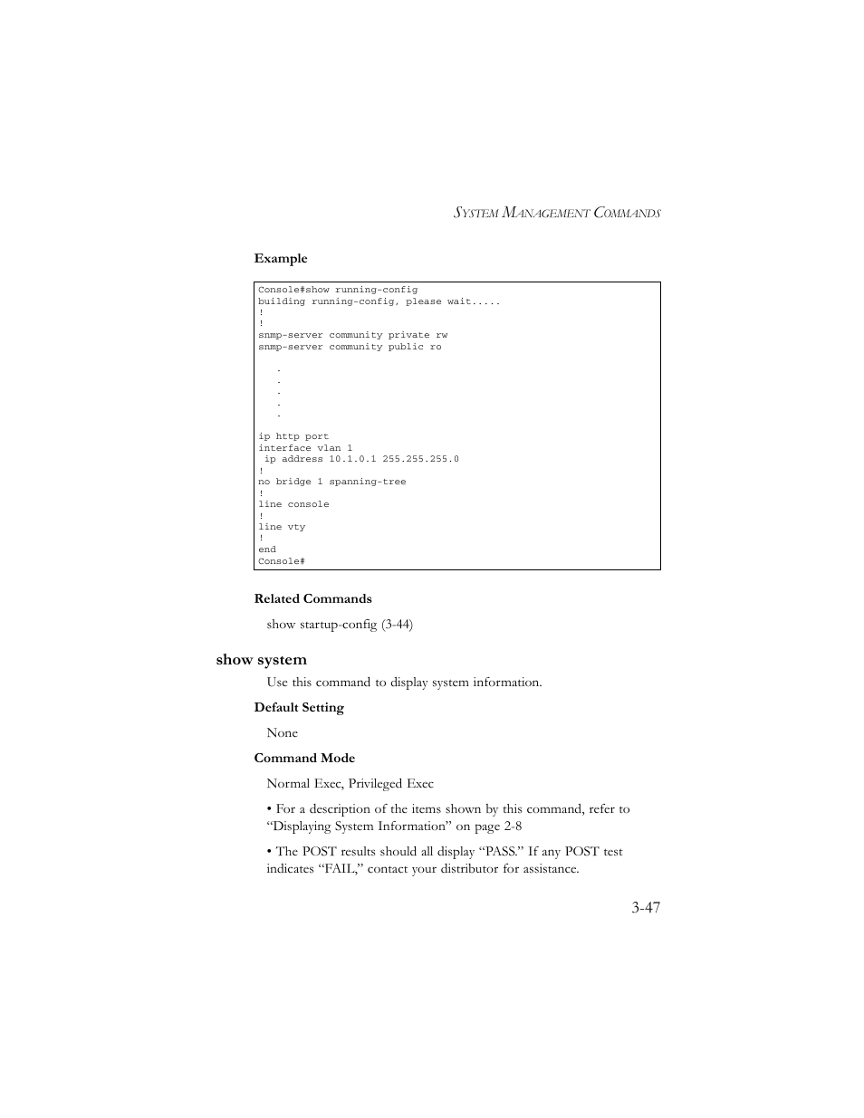 Show system, Show system -47 | SMC Networks TigerSwitch 100 User Manual | Page 191 / 334