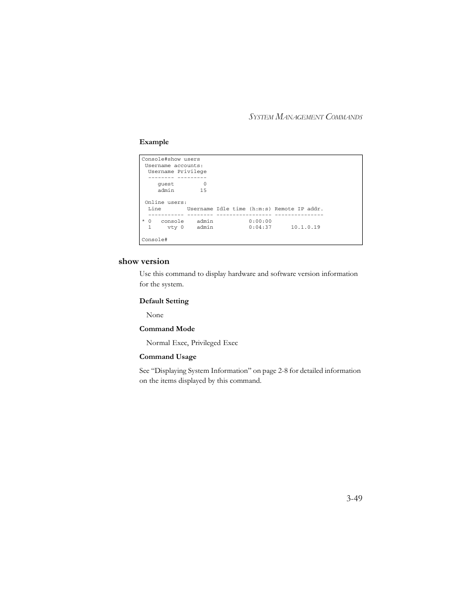 Show version, Show version -49 | SMC Networks TigerSwitch 100 User Manual | Page 193 / 334