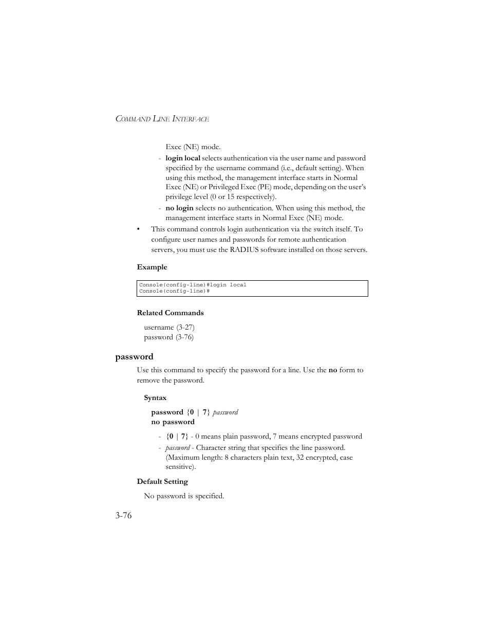 Password, Password -76 | SMC Networks TigerSwitch 100 User Manual | Page 220 / 334