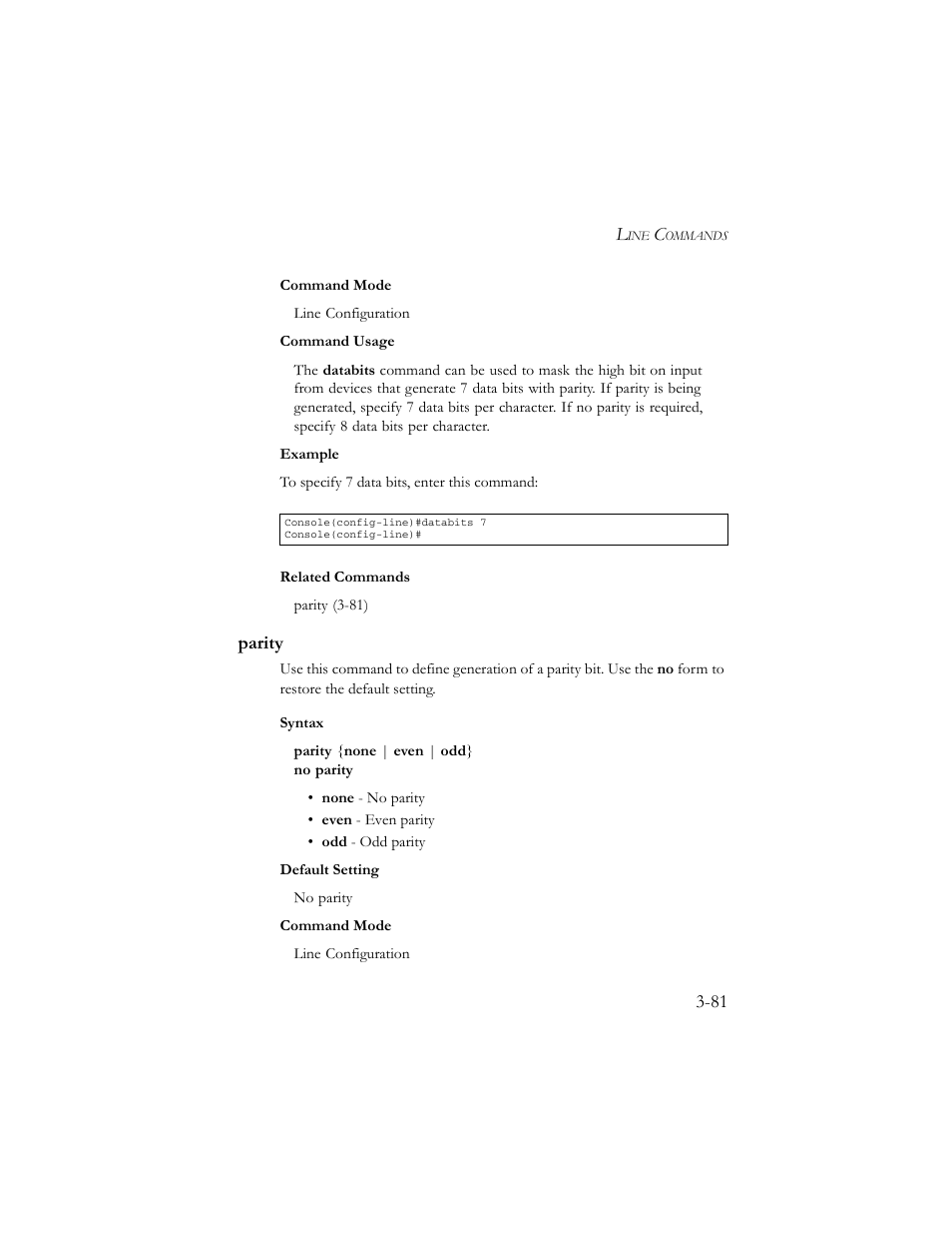 Parity, Parity -81 | SMC Networks TigerSwitch 100 User Manual | Page 225 / 334