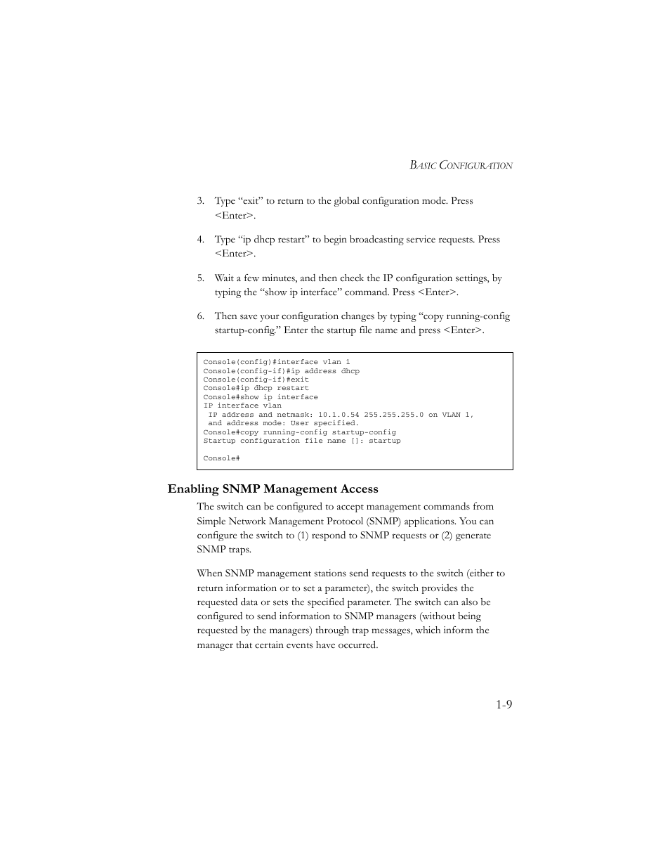 Enabling snmp management access, Enabling snmp management access -9 | SMC Networks TigerSwitch 100 User Manual | Page 23 / 334