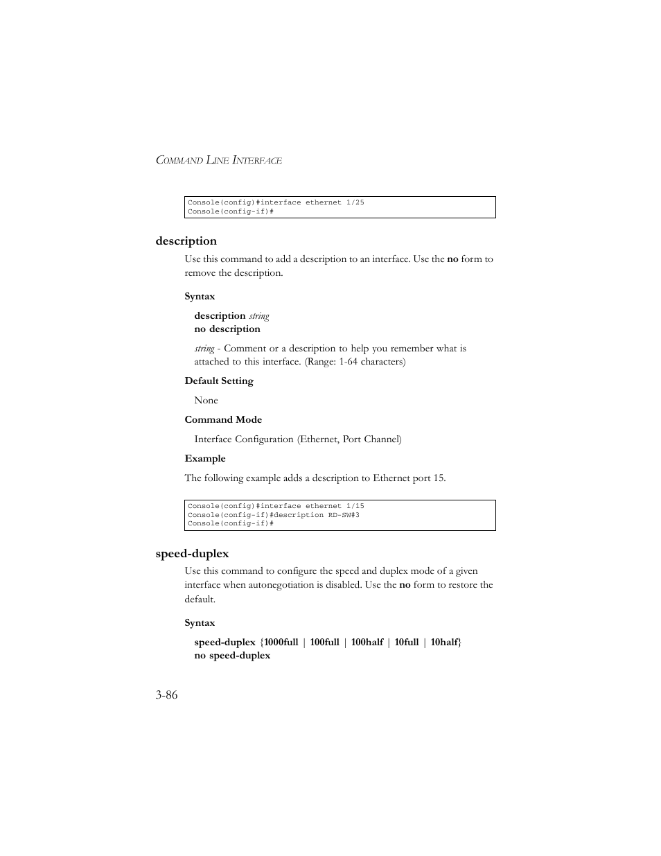 Description, Speed-duplex, Description -86 speed-duplex -86 | SMC Networks TigerSwitch 100 User Manual | Page 230 / 334