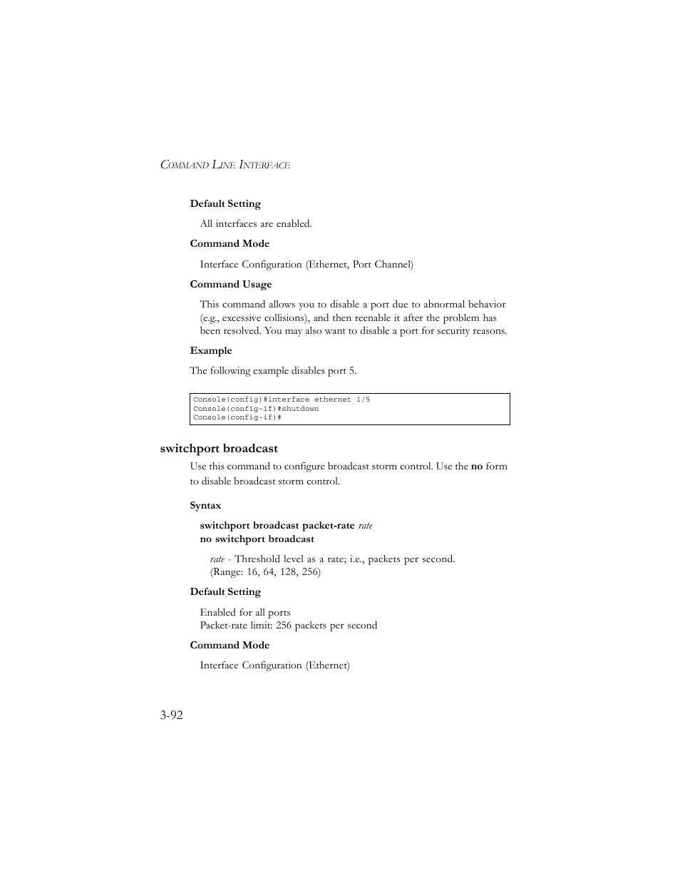 Switchport broadcast, Switchport broadcast -92 | SMC Networks TigerSwitch 100 User Manual | Page 236 / 334