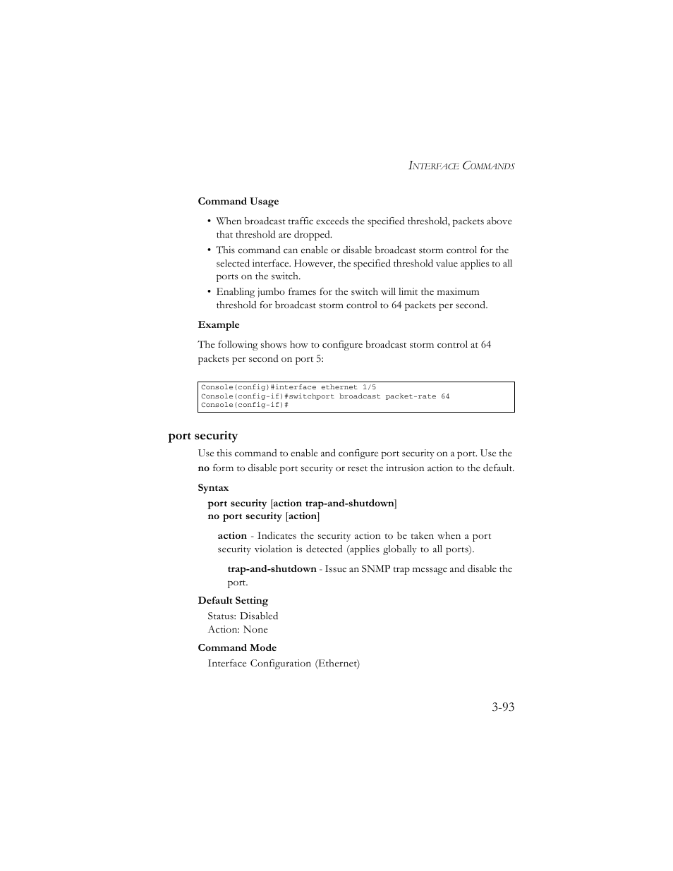 Port security, Port security -93 | SMC Networks TigerSwitch 100 User Manual | Page 237 / 334