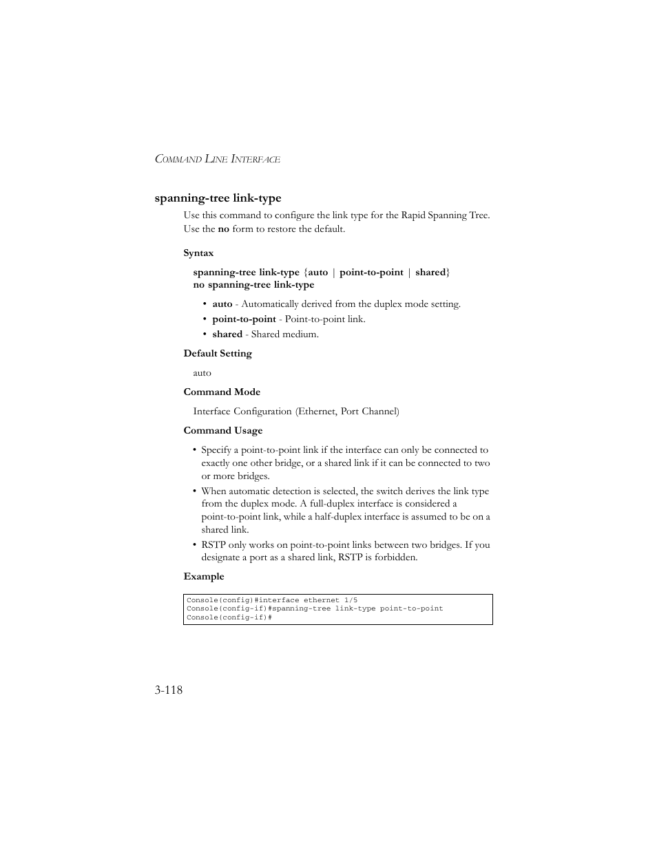 Spanning-tree link-type, Spanning-tree link-type -118 | SMC Networks TigerSwitch 100 User Manual | Page 262 / 334