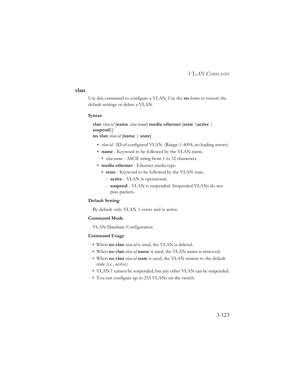 Vlan, Vlan -123 | SMC Networks TigerSwitch 100 User Manual | Page 267 / 334