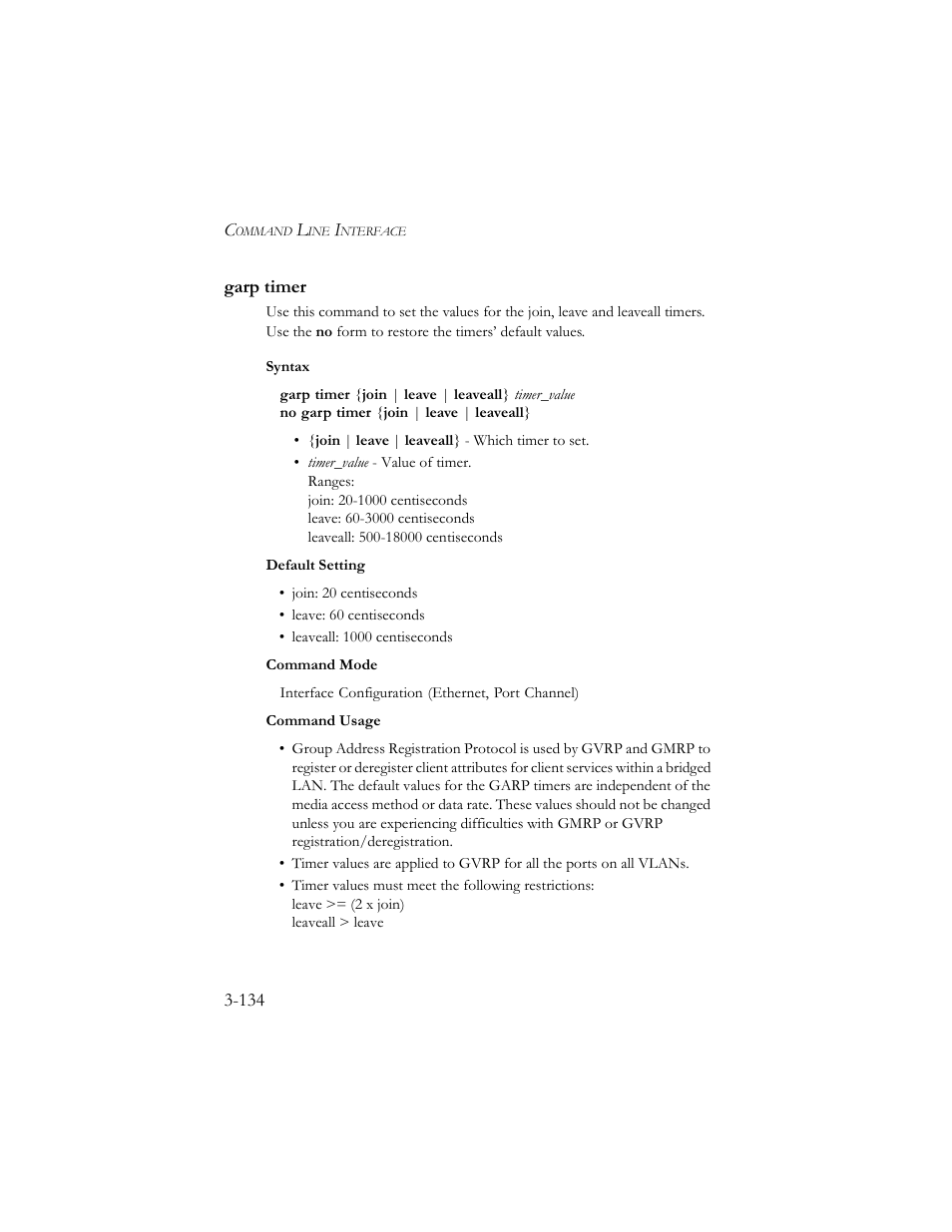 Garp timer, Garp timer -134 | SMC Networks TigerSwitch 100 User Manual | Page 278 / 334