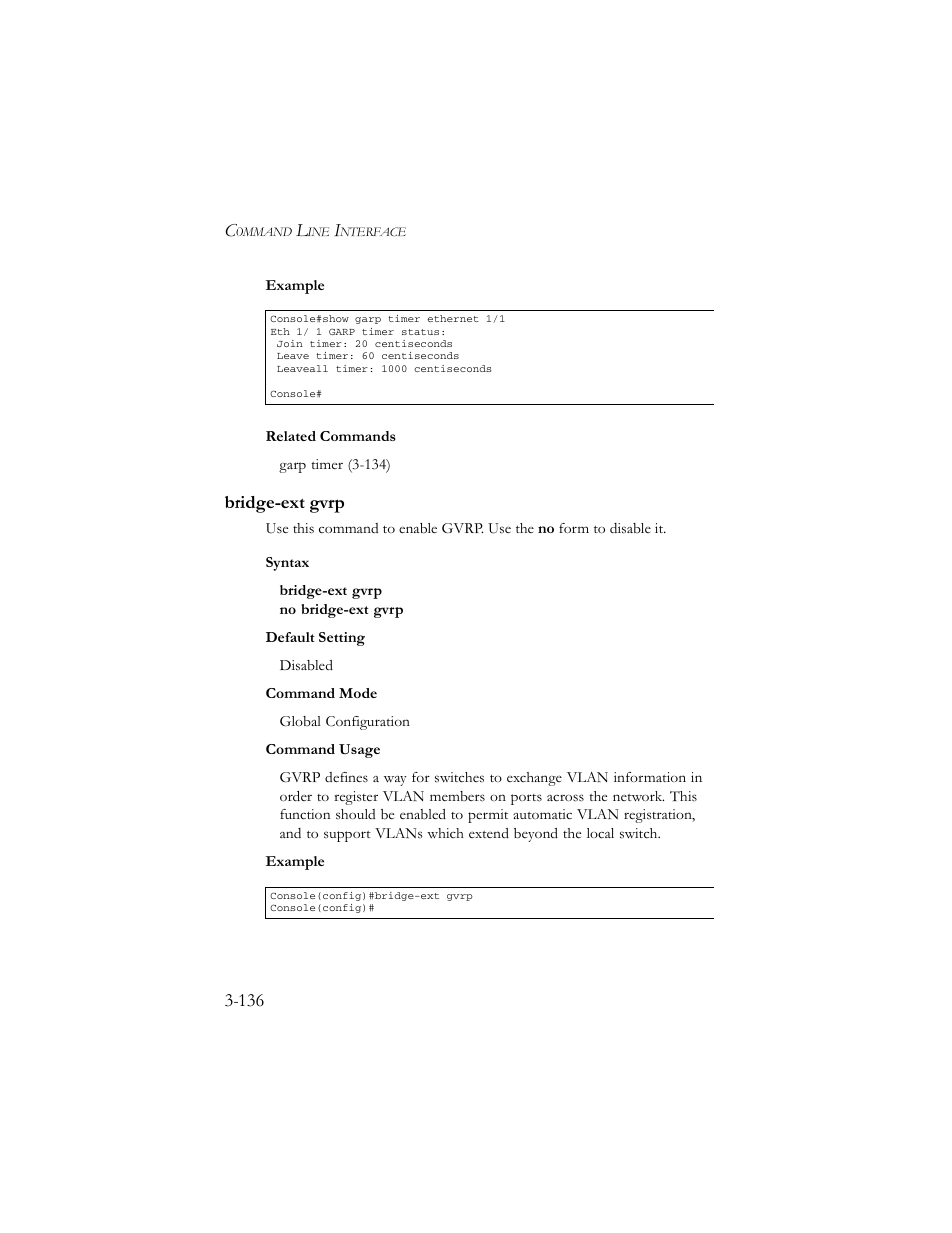 Bridge-ext gvrp, Bridge-ext gvrp -136 | SMC Networks TigerSwitch 100 User Manual | Page 280 / 334