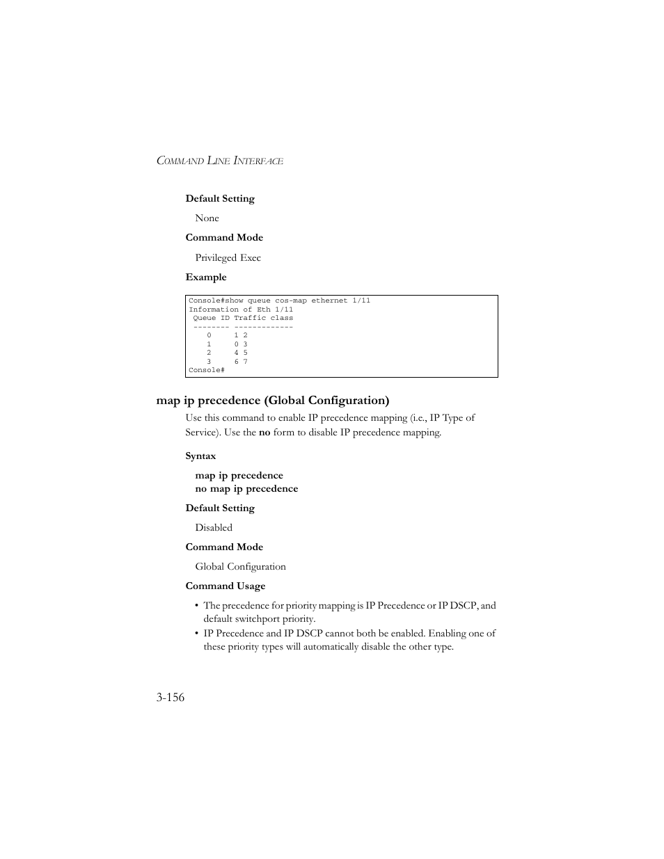 Map ip precedence (global configuration), Map ip precedence (global configuration) -156 | SMC Networks TigerSwitch 100 User Manual | Page 300 / 334