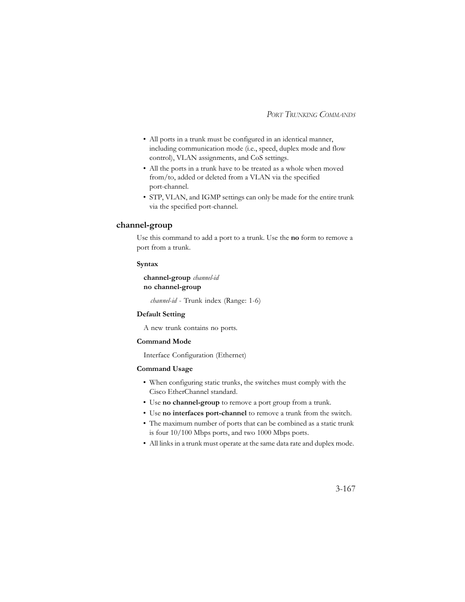 Channel-group, Channel-group -167 | SMC Networks TigerSwitch 100 User Manual | Page 311 / 334