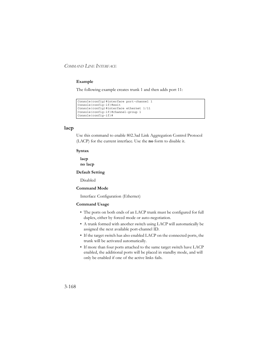 Lacp, Lacp -168, Age 3-168) | SMC Networks TigerSwitch 100 User Manual | Page 312 / 334