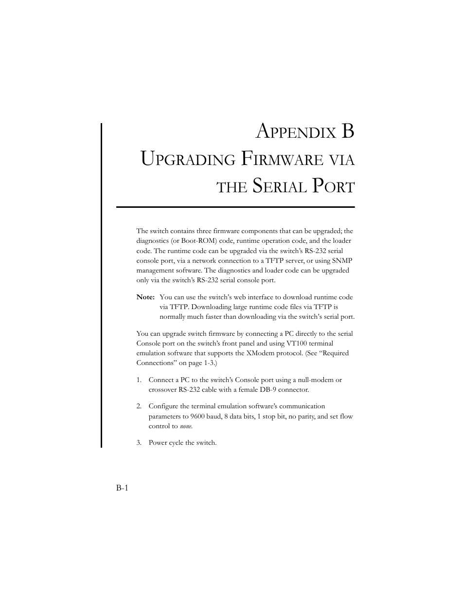 Appendix b upgrading firmware via the serial port | SMC Networks TigerSwitch 100 User Manual | Page 317 / 334