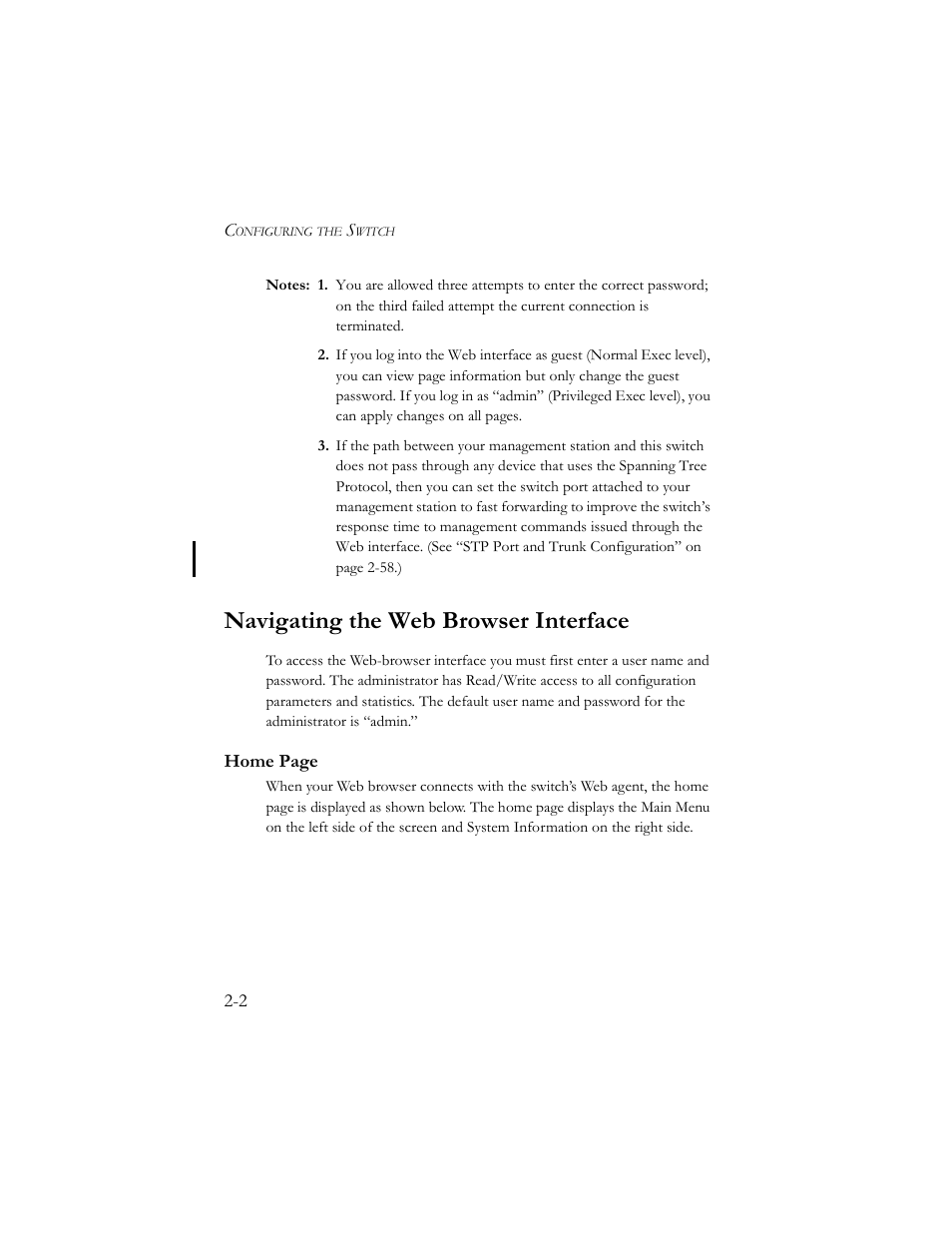 Navigating the web browser interface, Navigating the web browser interface -2 | SMC Networks TigerSwitch 100 User Manual | Page 32 / 334