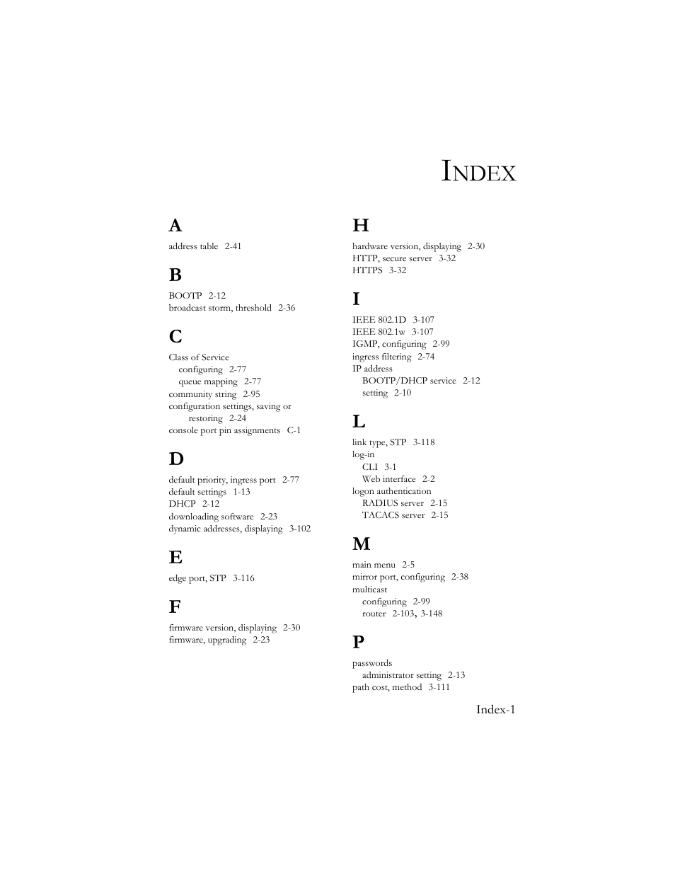 Index, Ndex | SMC Networks TigerSwitch 100 User Manual | Page 331 / 334