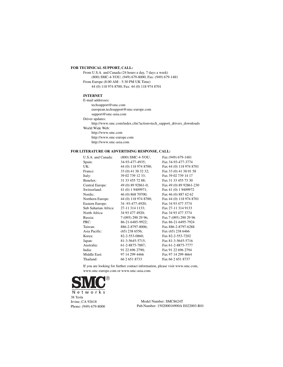 SMC Networks TigerSwitch 100 User Manual | Page 334 / 334