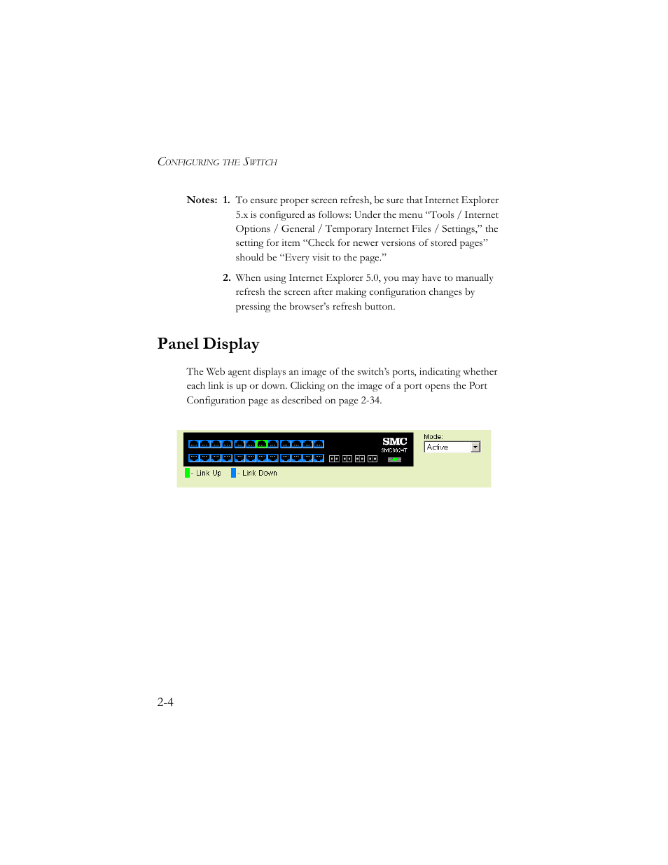 Panel display, Panel display -4 | SMC Networks TigerSwitch 100 User Manual | Page 34 / 334