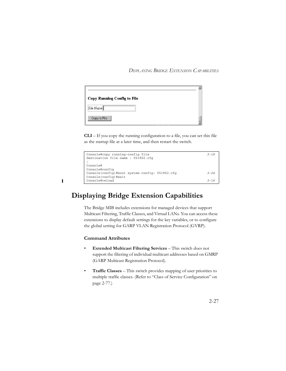 Displaying bridge extension capabilities, Displaying bridge extension capabilities -27 | SMC Networks TigerSwitch 100 User Manual | Page 57 / 334