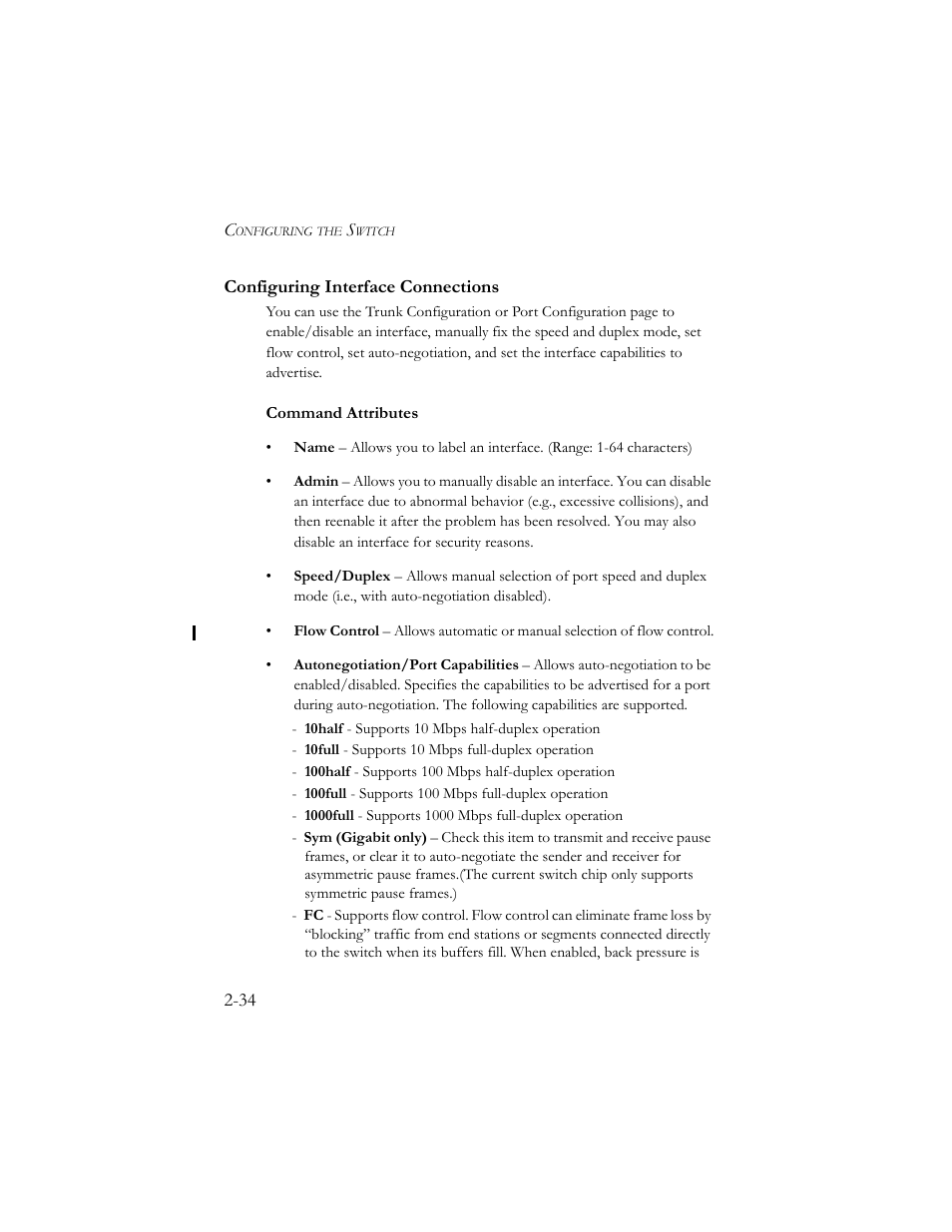 Configuring interface connections, Configuring interface connections -34 | SMC Networks TigerSwitch 100 User Manual | Page 64 / 334