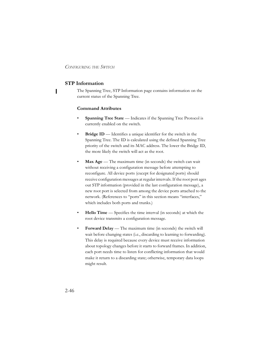 Stp information, Stp information -46 | SMC Networks TigerSwitch 100 User Manual | Page 76 / 334