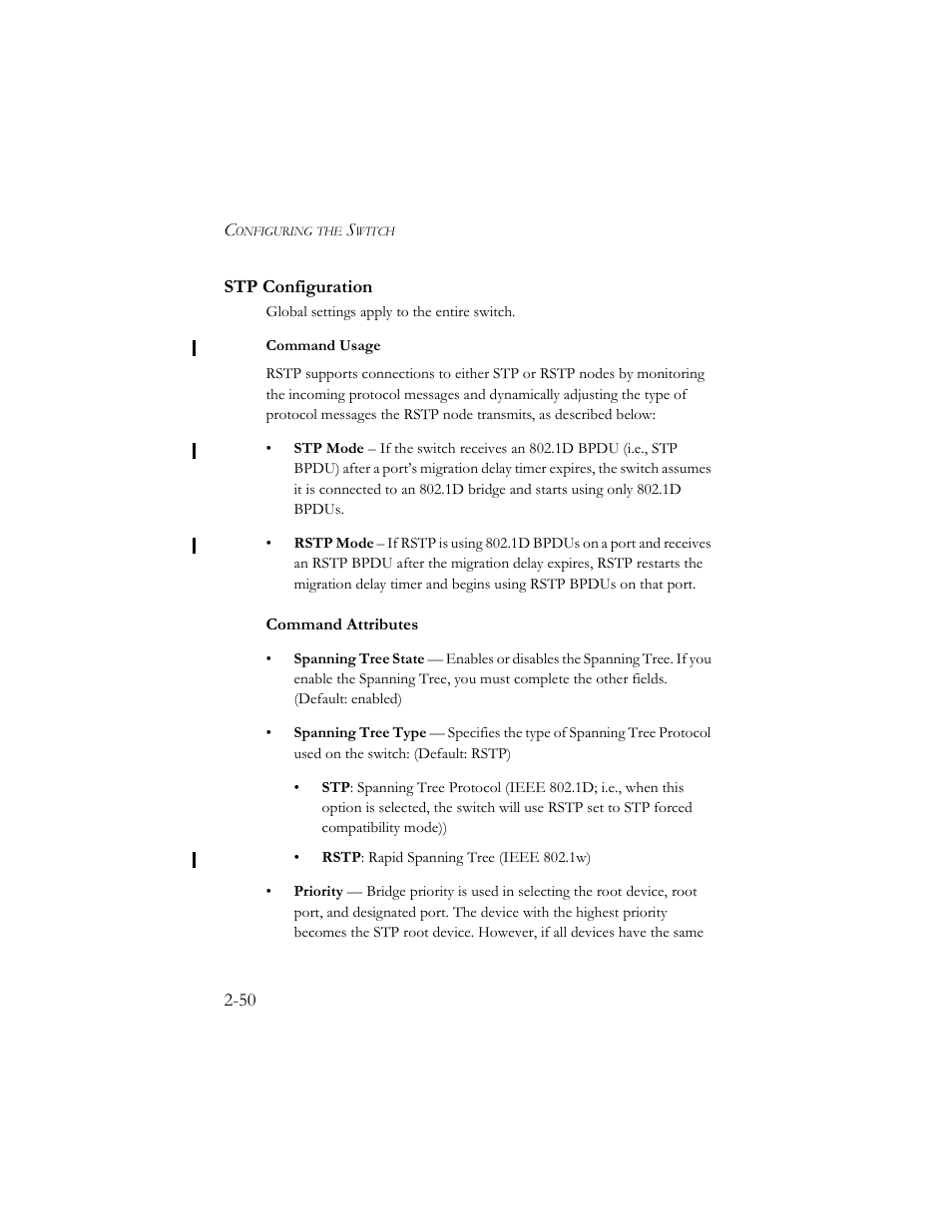 Stp configuration, Stp configuration -50 | SMC Networks TigerSwitch 100 User Manual | Page 80 / 334