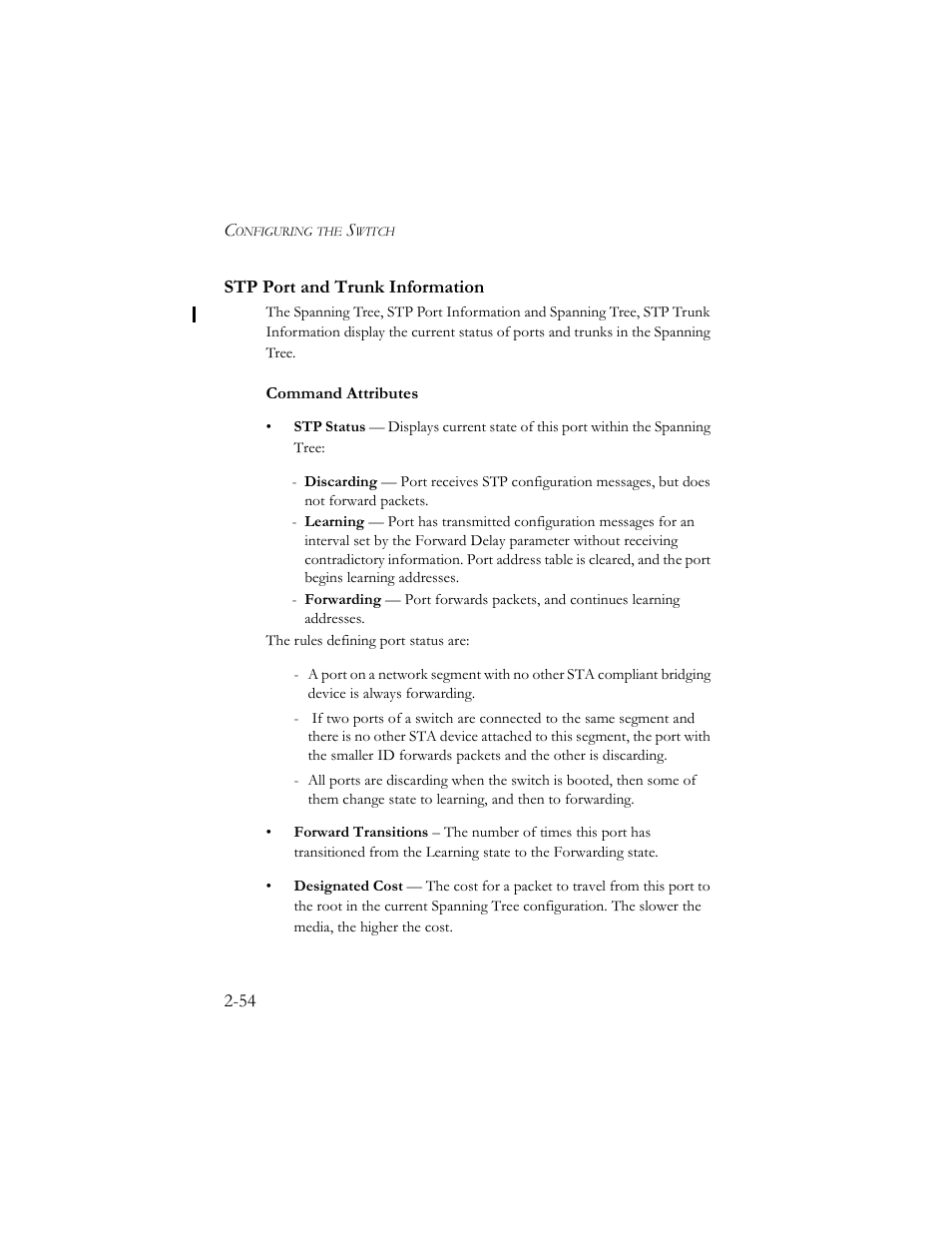 Stp port and trunk information, Stp port and trunk information -54 | SMC Networks TigerSwitch 100 User Manual | Page 84 / 334