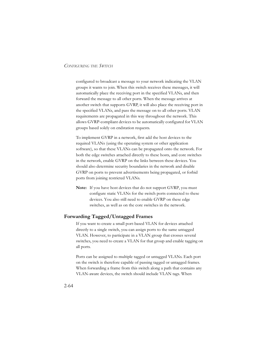 Forwarding tagged/untagged frames, Forwarding tagged/untagged frames -64 | SMC Networks TigerSwitch 100 User Manual | Page 94 / 334