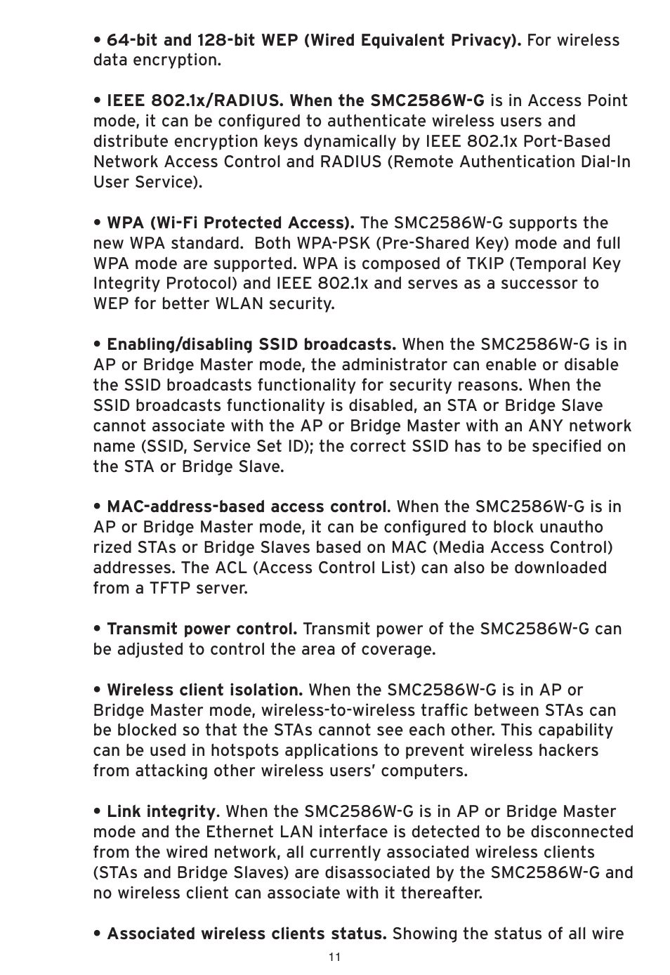 SMC Networks EliteConnect Wireless Bridge SMC2586W-G User Manual | Page 12 / 96
