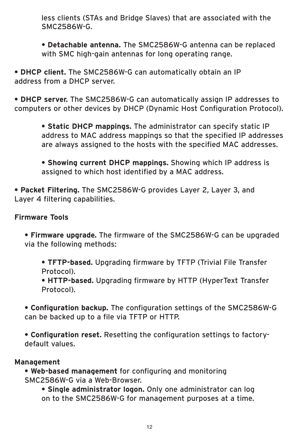 SMC Networks EliteConnect Wireless Bridge SMC2586W-G User Manual | Page 13 / 96