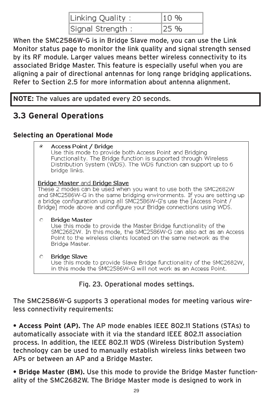 3 general operations | SMC Networks EliteConnect Wireless Bridge SMC2586W-G User Manual | Page 30 / 96