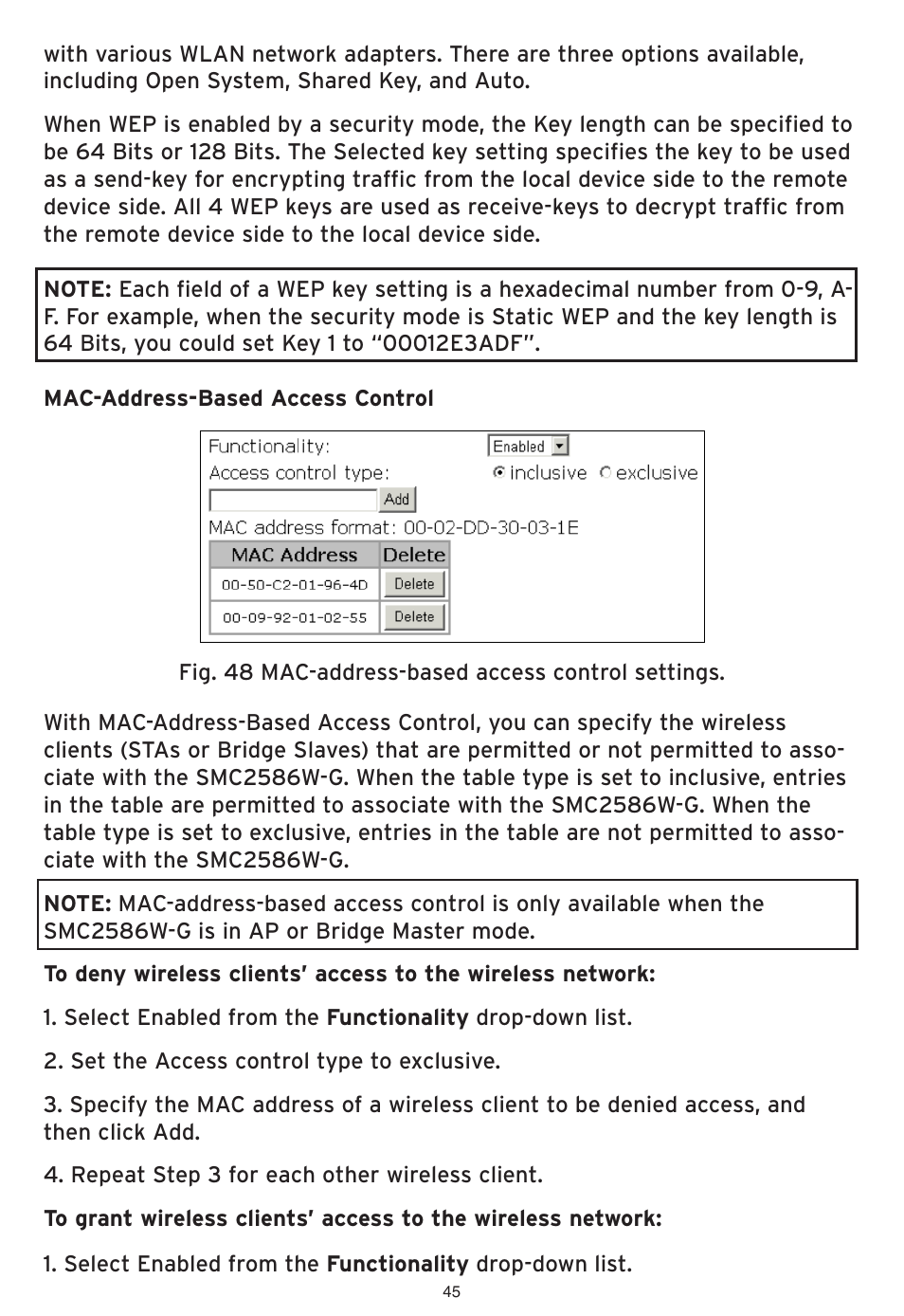 SMC Networks EliteConnect Wireless Bridge SMC2586W-G User Manual | Page 46 / 96