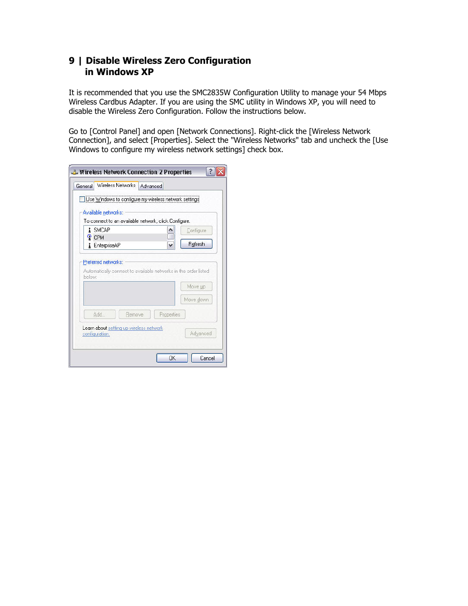 Wireless zero configuration | SMC Networks SMC2835W User Manual | Page 22 / 33