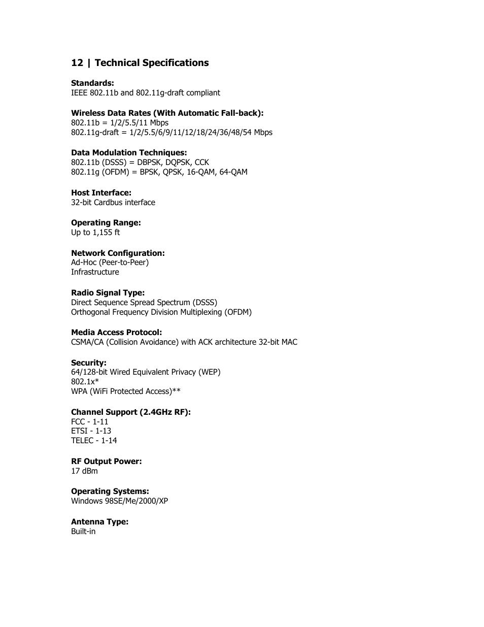 Technical specifications | SMC Networks SMC2835W User Manual | Page 26 / 33