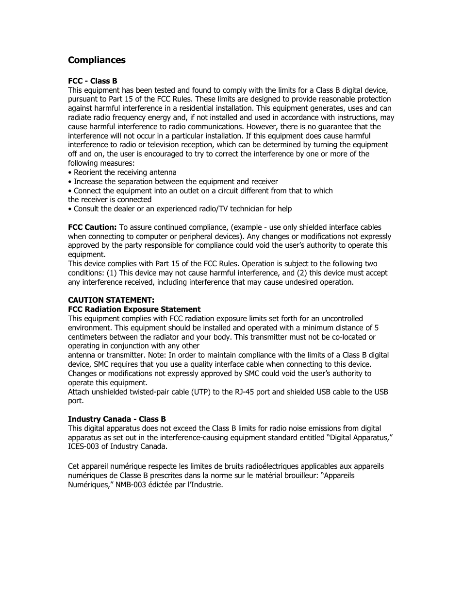 Compliances | SMC Networks SMC2835W User Manual | Page 3 / 33