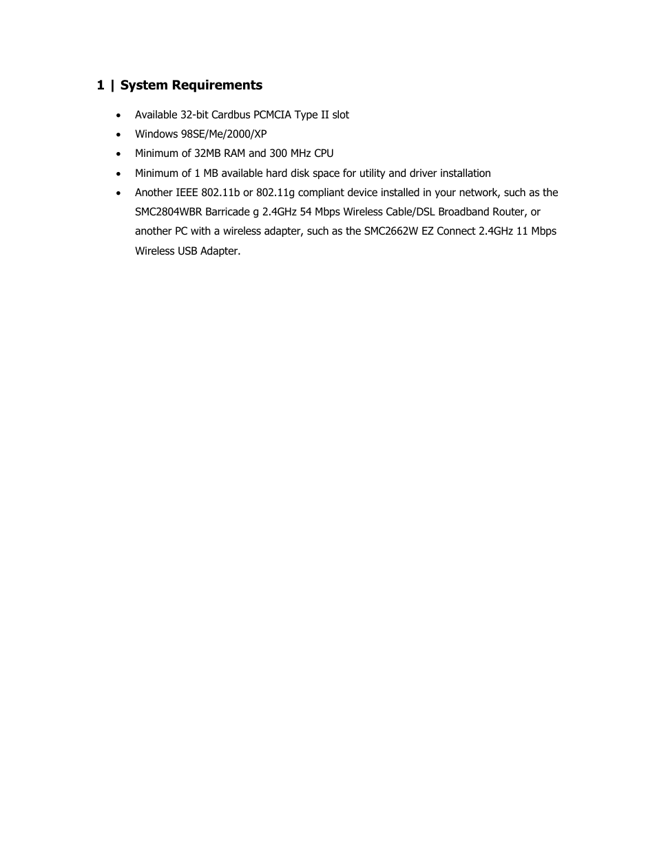 System requirements | SMC Networks SMC2835W User Manual | Page 4 / 33