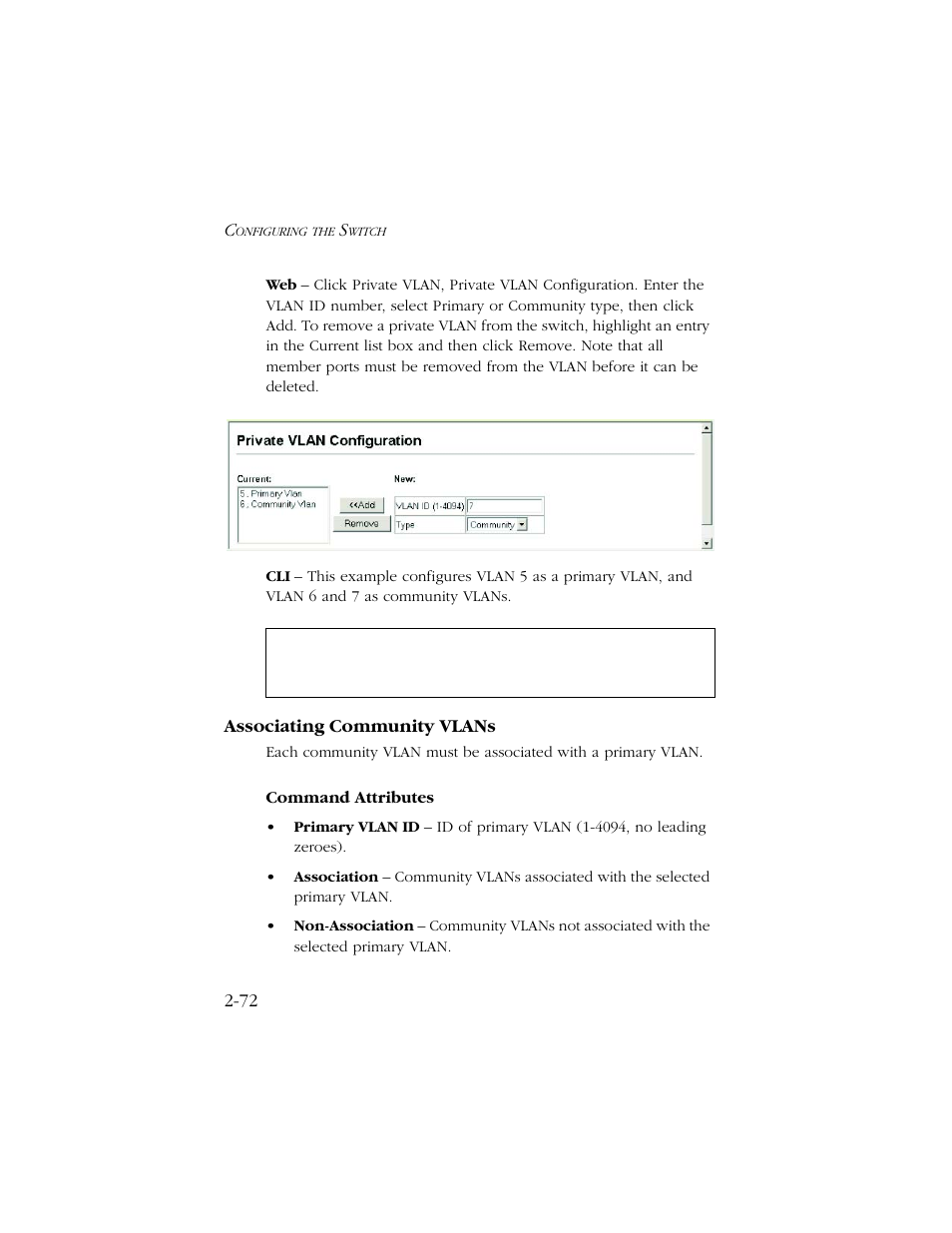 Associating community vlans, Associating community vlans -72 | SMC Networks TIGERSWITCH 10/100 User Manual | Page 104 / 318