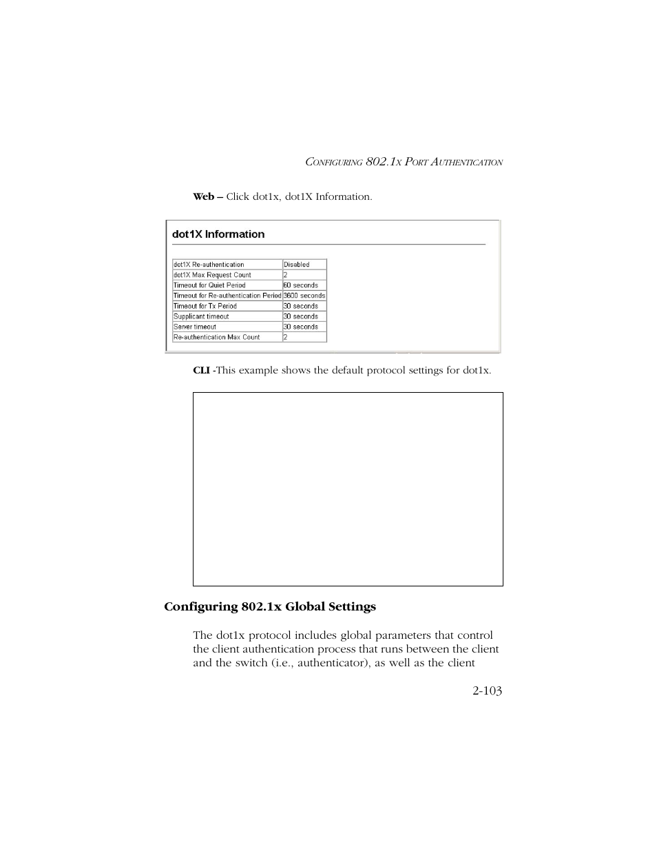 Configuring 802.1x global settings, Configuring 802.1x global settings -103 | SMC Networks TIGERSWITCH 10/100 User Manual | Page 135 / 318