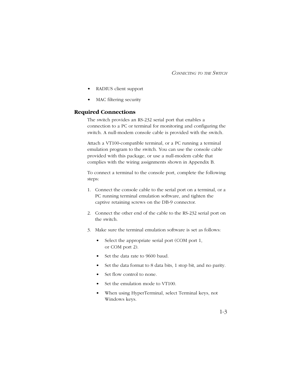 Required connections, Required connections -3 | SMC Networks TIGERSWITCH 10/100 User Manual | Page 17 / 318