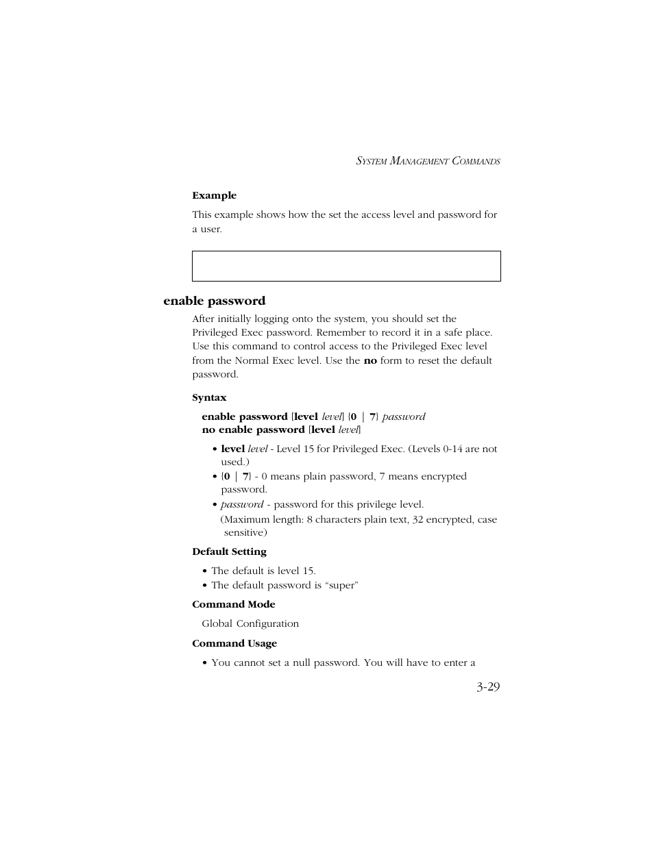 Enable password, Enable password -29 | SMC Networks TIGERSWITCH 10/100 User Manual | Page 171 / 318