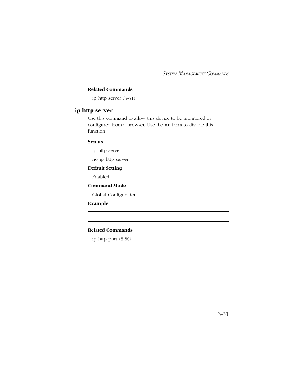 Ip http server, Ip http server -31 | SMC Networks TIGERSWITCH 10/100 User Manual | Page 173 / 318