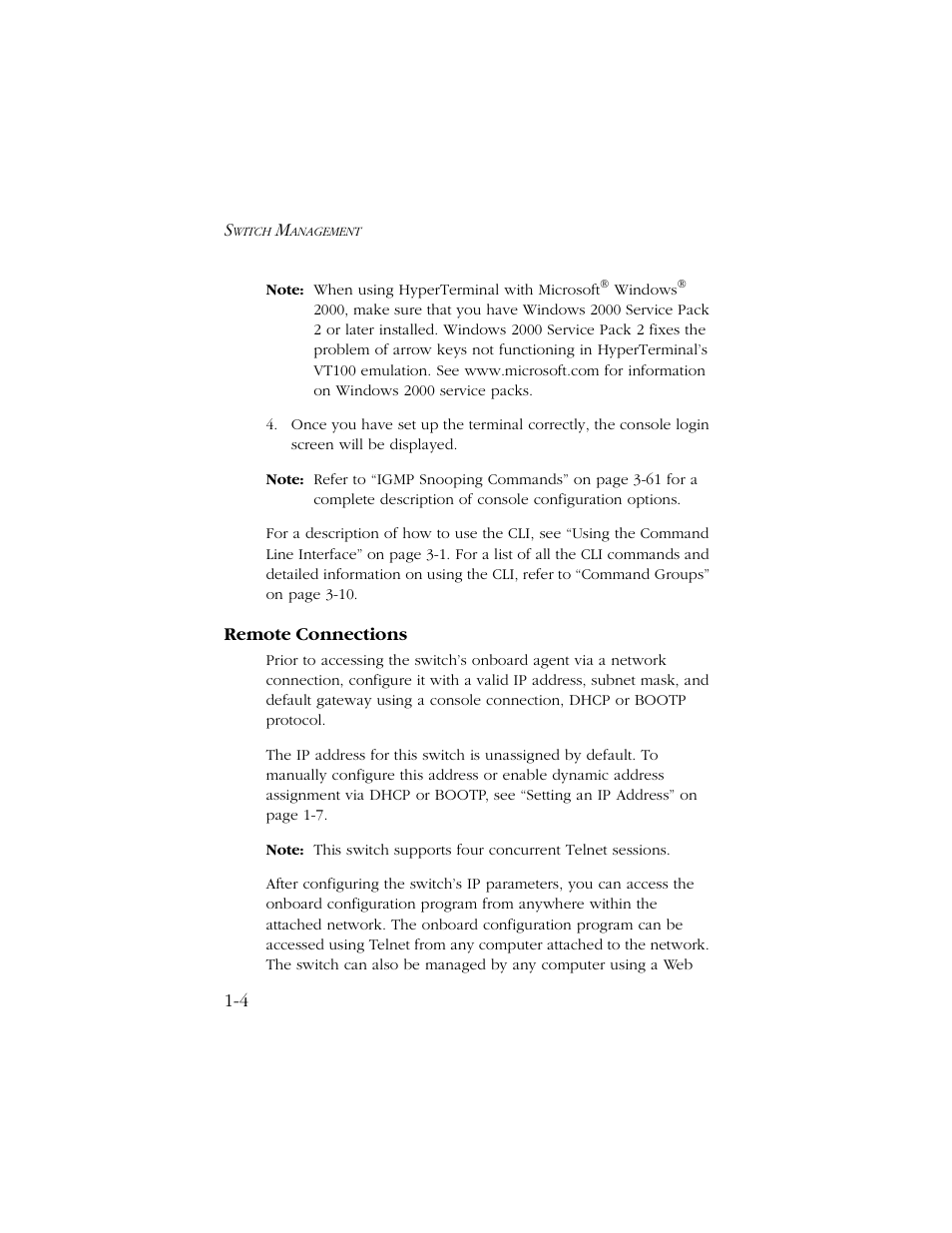 Remote connections, Remote connections -4 | SMC Networks TIGERSWITCH 10/100 User Manual | Page 18 / 318