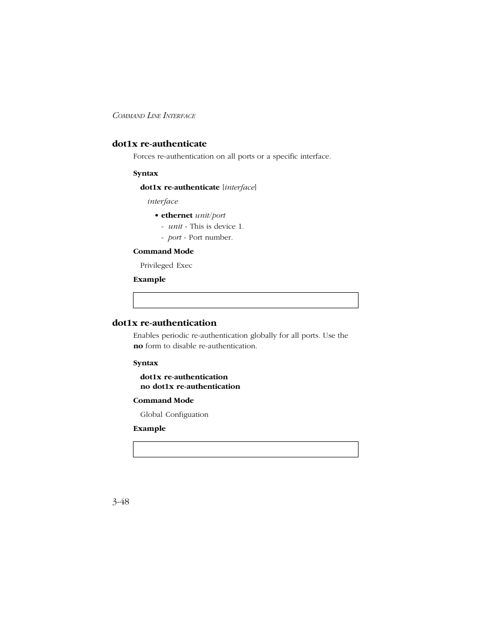 Dot1x re-authenticate, Dot1x re-authentication | SMC Networks TIGERSWITCH 10/100 User Manual | Page 190 / 318