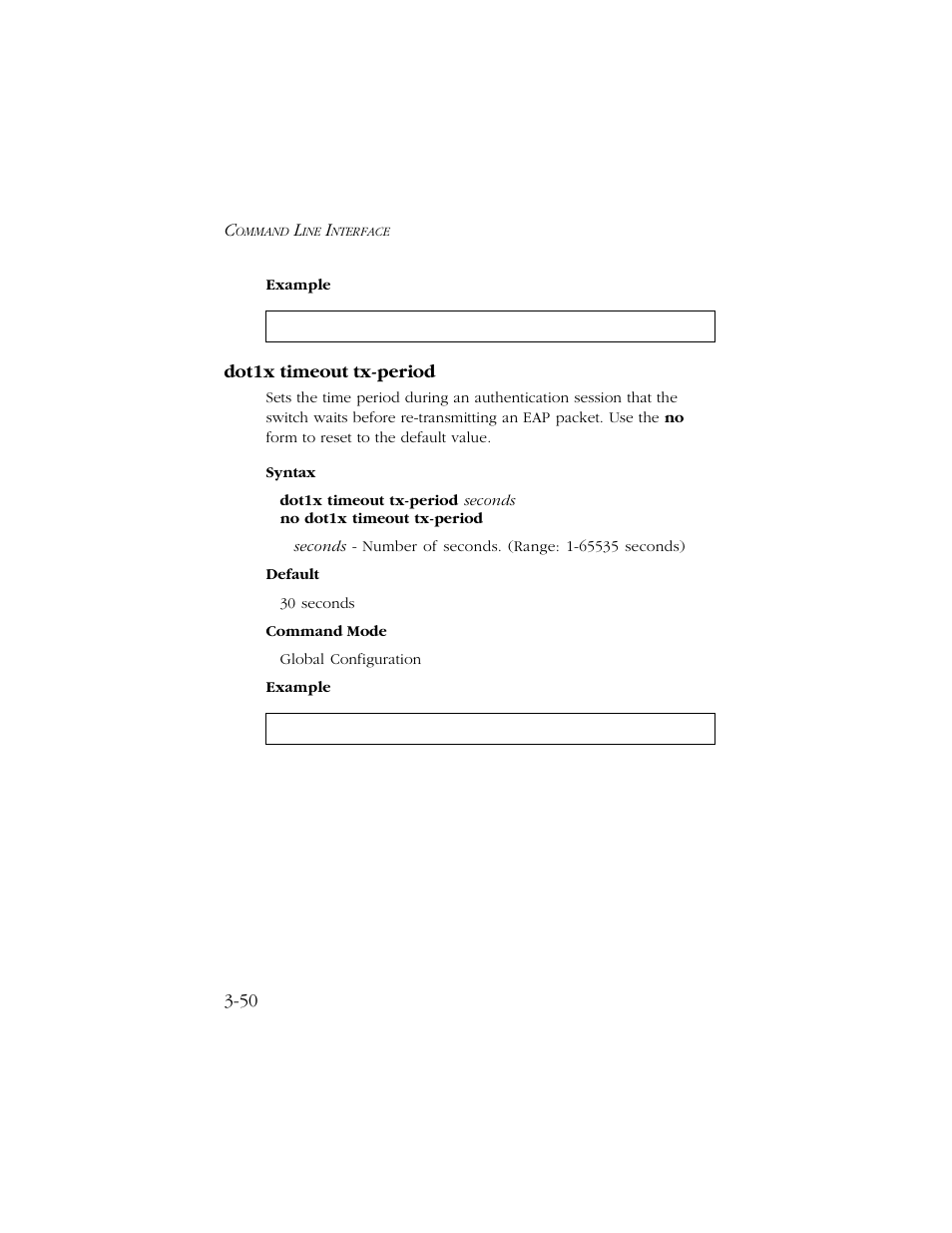 Dot1x timeout tx-period, Dot1x timeout tx-period -50 | SMC Networks TIGERSWITCH 10/100 User Manual | Page 192 / 318