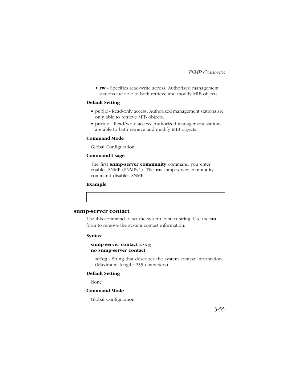 Snmp-server contact, Snmp-server contact -55 | SMC Networks TIGERSWITCH 10/100 User Manual | Page 197 / 318