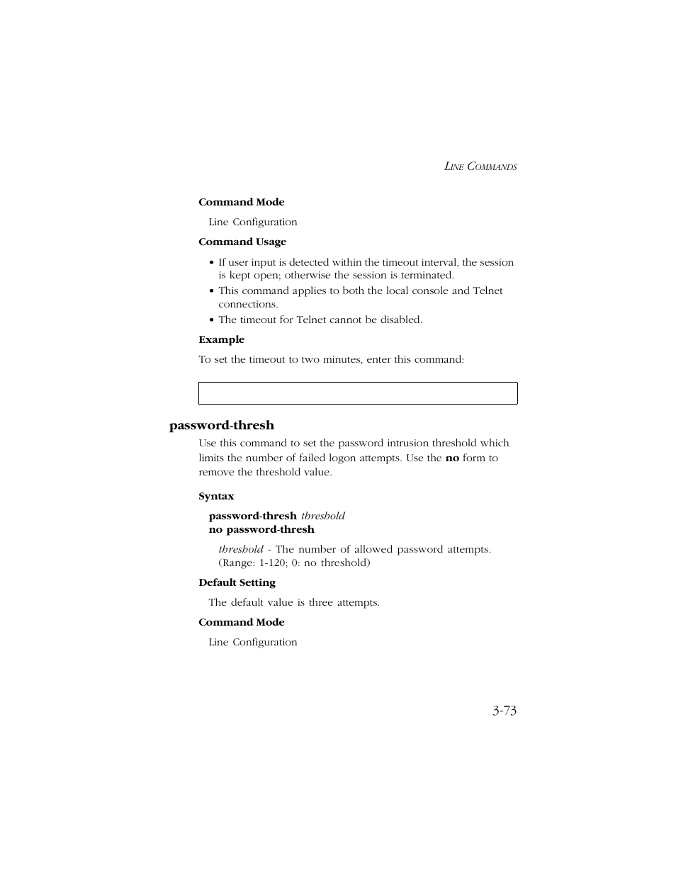 Password-thresh, Password-thresh -73 | SMC Networks TIGERSWITCH 10/100 User Manual | Page 215 / 318