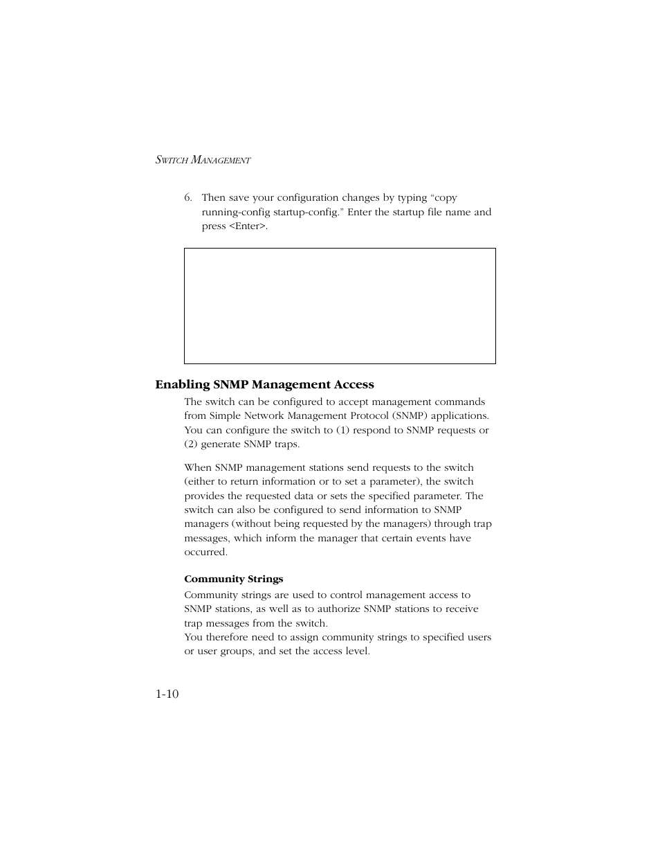 Enabling snmp management access, Enabling snmp management access -10 | SMC Networks TIGERSWITCH 10/100 User Manual | Page 24 / 318