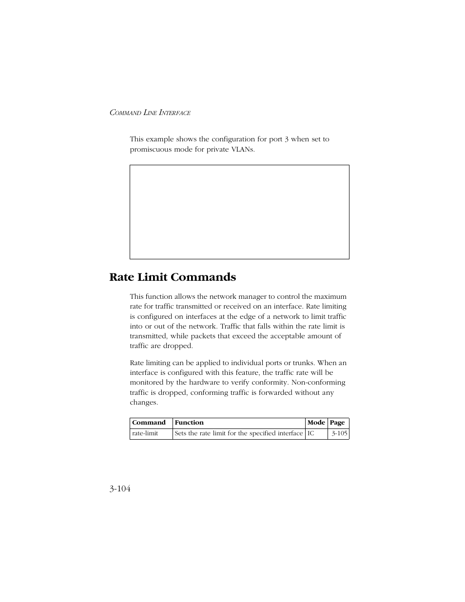 Rate limit commands, Rate limit commands -104 | SMC Networks TIGERSWITCH 10/100 User Manual | Page 246 / 318