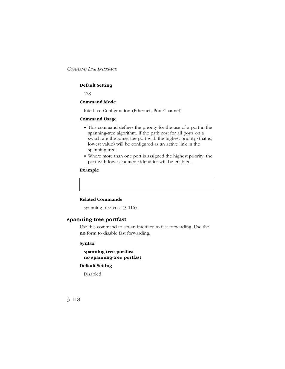 Spanning-tree portfast, Spanning-tree portfast -118 | SMC Networks TIGERSWITCH 10/100 User Manual | Page 260 / 318