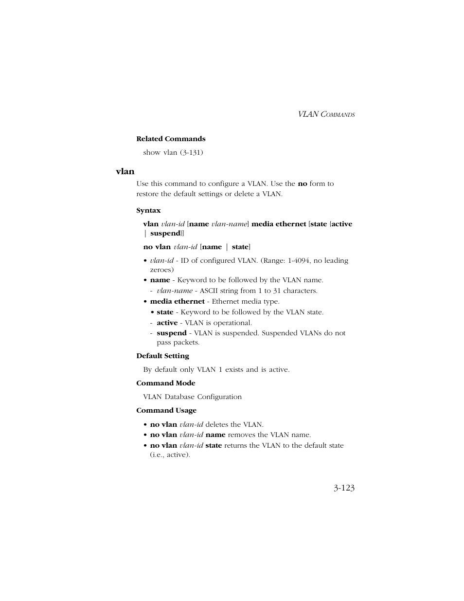 Vlan, Vlan -123 | SMC Networks TIGERSWITCH 10/100 User Manual | Page 265 / 318