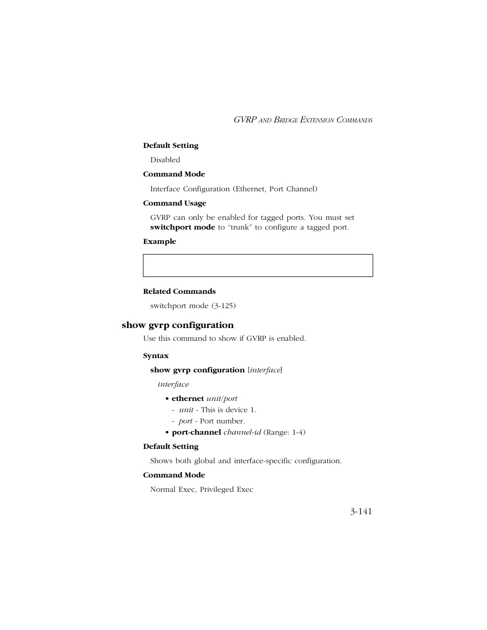 Show gvrp configuration, Show gvrp configuration -141 | SMC Networks TIGERSWITCH 10/100 User Manual | Page 283 / 318