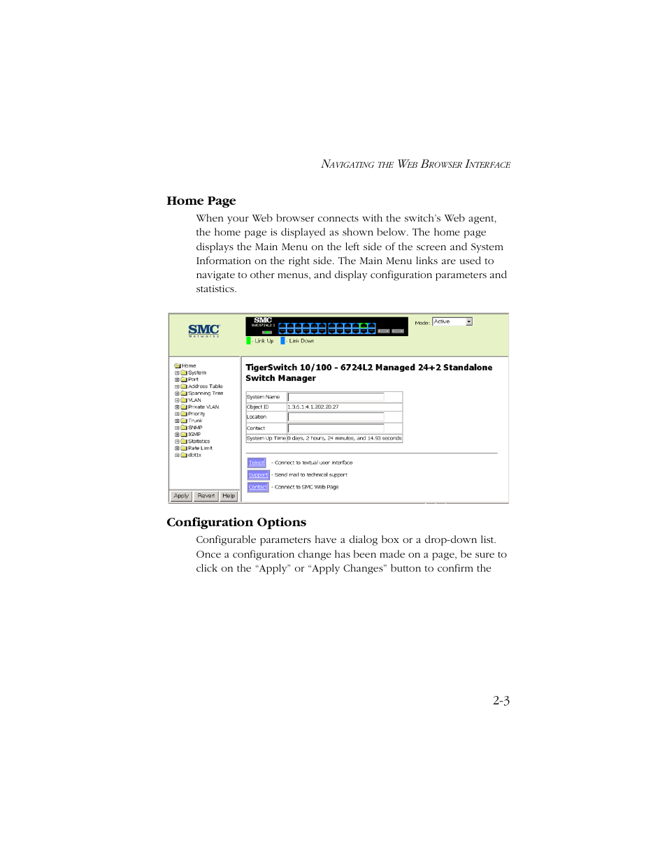 Configuration options | SMC Networks TIGERSWITCH 10/100 User Manual | Page 35 / 318